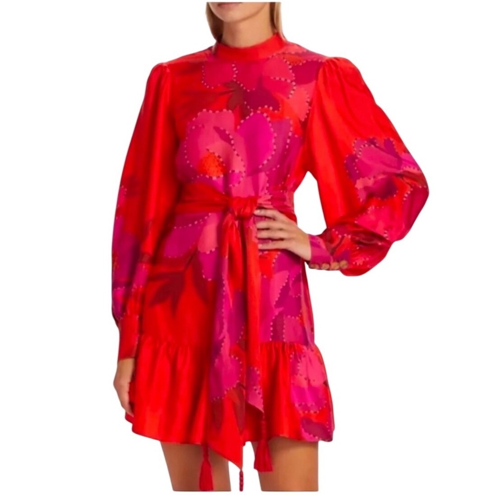 FARM Rio Red & Pink Floral Mini Dress